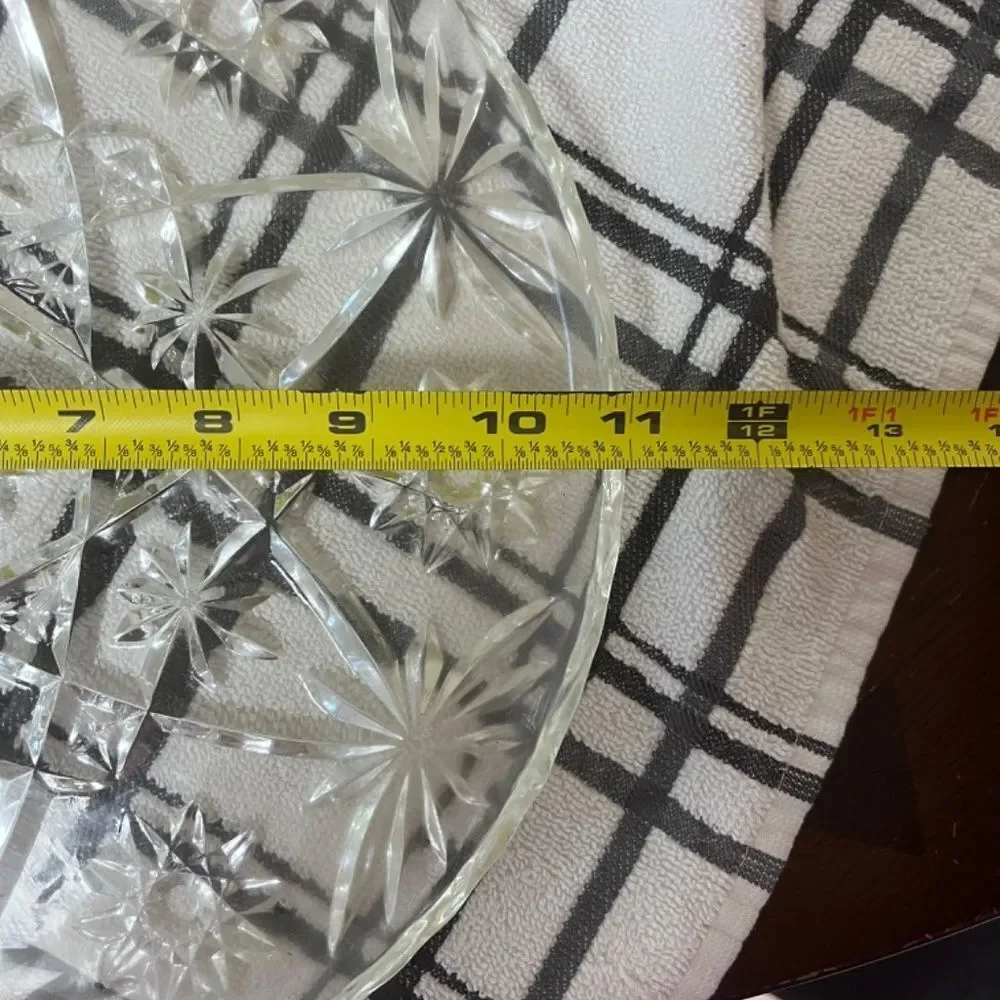 Vintage Anchor Hocking Star of David Clear Crystal 2 Serving Bowl Tray Plate
